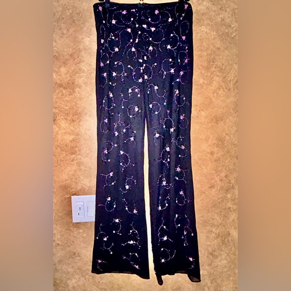 NWT Laundry beaded pink rosettes evening pants